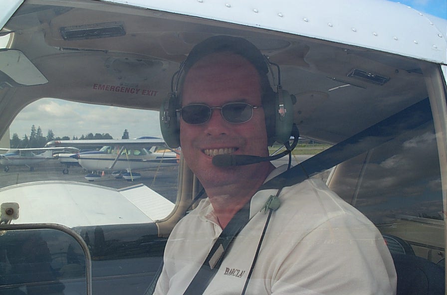 David Day in Cherokee C-GCEP after completing his First Solo Flight, September 17, 2007, Langley Flying School
