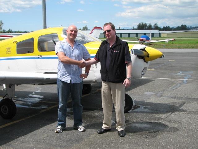 Flight Instructor Rod Giesbrecht with Transport Canada Inspector Peter Cox, Langley Flying School