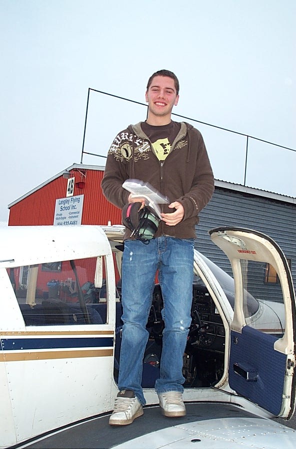 Ryan Ostermeier, 2009 Receipient of the Samuel Ruiz Private Pilot Award for Excellence.  Langley Flying School.l 