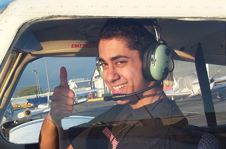Will Morabi-Pazooki, First Solo Flight, May 3, 2008.  Langley Flying School.