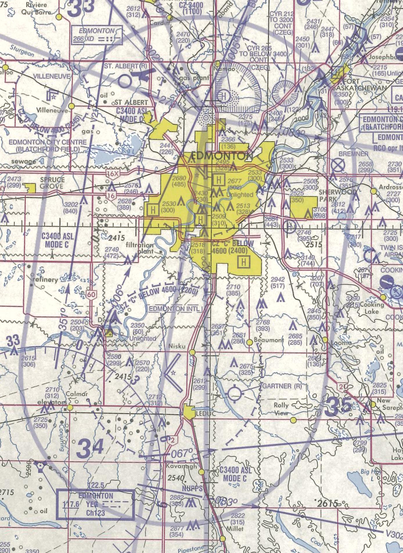Map Room, Edmontron Control Zones, Langley Flying Flying School.