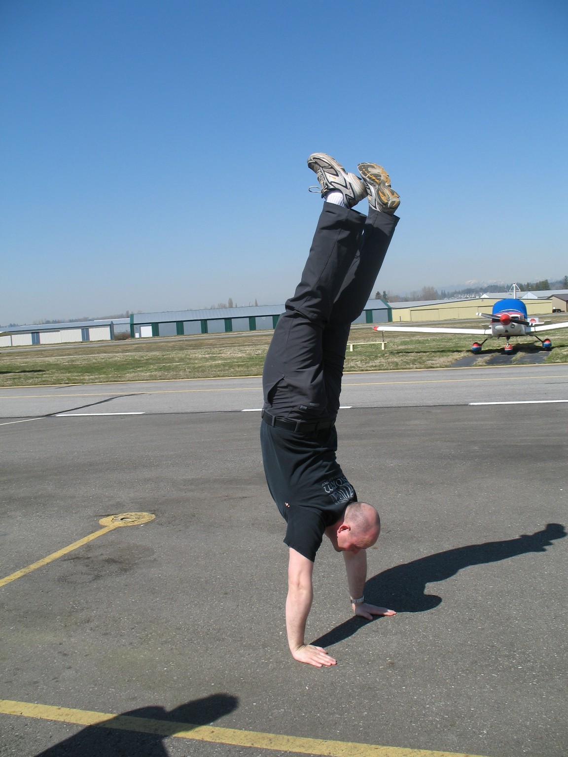 Rod Giesbrecht's handstand.  Langley Flying School.