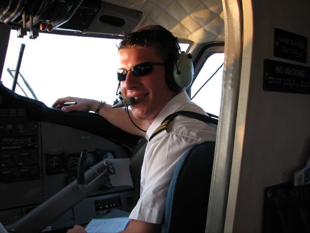 Ryan van Haren on board his Maldivian Air Twin Otter.  Langley Flying School